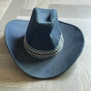 The Duke Collection Denim Cowboy Hat w/Band Western Style 100% Cotton M  7-7 1/4